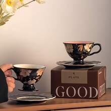 Vintage European Style Lily Flower Cup & Saucer Set, Lace Design, Coffee Cup & Saucer, Juice Cup, Beverage Cup, Breakfast Cup & Saucer, Afternoon Tea Cup & Saucer, Dessert Plate, Suitable For Daily Use, Home, Cafe, Restaurant, Afternoon Tea, Great For Gifts, Holiday Gifts