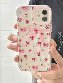 Shattered Flower Pattern Soft Silicone Phone Case Compatible With IPhone 17 Pro Max/17 Pro/17, 16 Pro Max/16/16 Pro, 15 Pro Max, 14, 13, 12, 11 - Full Body Protection, Shock-Absorbing - Pink Floral - View 7