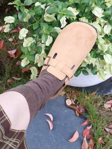 2025 New Women's Summer Slip-On Slippers, Thick Sole Closed Toe Mule Sandals, Couple Style French Casual Slides - Khaki - View 5