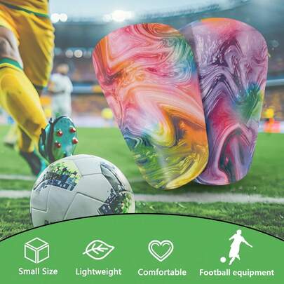 1 Pair Mini Asymmetrical Watercolor Football Shin Guards, Adult Slip-On Leg Protectors - Thick And Durable Mini Soccer Shin Pads, Suitable For All Seasons