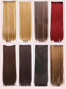 超长直发假发片 80厘米 5夹式接发 耐热合成纤维 黑色 金色 棕色 自然款假发片 女士日常佩戴 1片 - 彩色 - 查看 6