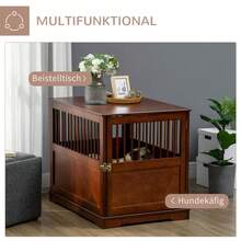 PawHut Dog Cage With Table, Stylish Medium Dog House, Lockable Indoor Door, Brown, 80.5x59.5x67.5cm - 1 - View 5