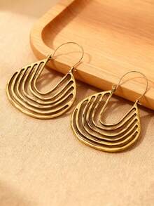 1 Pair Exaggerated Retro Geometric U-Shaped Earrings, Unique Personalized Ear Accessories - Ancient Bronze - View 5