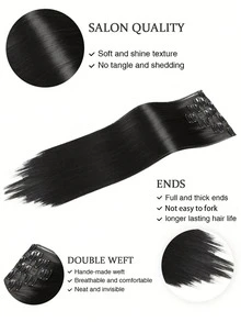 22英寸直发合成假发，7片装直发接发套装，带隐形夹，可延长头发长度 - 彩色 - 查看 7