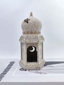 1pc Exquisite Eid Mubarak Candle Holder Sculpture, Eid/Christmas Decor, Resin Creative Middle Eastern Architecture Style Decoration, Suitable For Living Room, Office Or Entrance, Home Desk Decor - Perfect For Eid And Holiday Occasions (Candles Not Included) - Multicolor - View 9