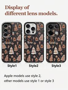 1pc Customizable Text & Letter Design Christmas Gingerbread Man Pattern Black Phone Case, Compatible With IPhone 17 Pro Max/17 Air/16E/16 Pro Max/15/14 Plus/13/12/11, S24/20 Ultra/A52S/A31 A21S/A13/A05S, Compatible With Redmi Note 13 Pro Plus/Note 10/Note 12C/Note 13C, Made Of TPU Material, Fashionable, Anti-Drop, Full Of Holiday Atmosphere, Best Gift For Family And Friends,International Version, Not The Domestic Version - Black - View 8