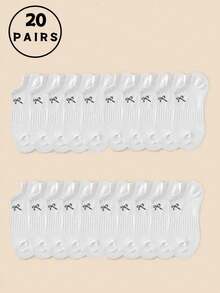 1 Pair/20 Pairs/30 Pairs Black, White, Gray Waist Cinching Bow Pattern Socks, Suitable For Dress Shoes, Sneakers, Platform Shoes, Outdoor Sports & Fitness Wear, Casual Business Commute Travel, Unisex Campus Daily Sports Essential, Soft Skin-Friendly Breathable Moisture-Wicking Odor-Resistant Low-Cut Non-Slip Invisible Ankle Socks - Multicolor - View 22