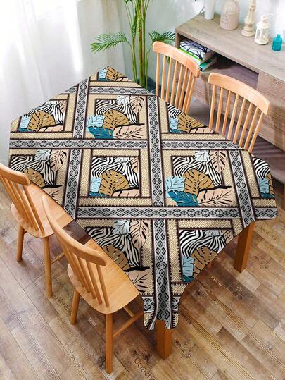 1pc Middle Eastern Pattern Fabric Printed Tablecloth, Rectangular Lightly Water-Resistant Printed Dining Table Cloth, Suitable For Restaurant And Living Room Decor