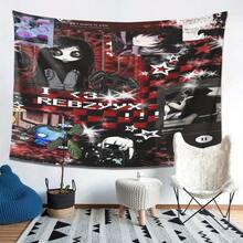 Rebzyyx Anime-Inspired Tapestry With Vibrant Character Artwork - Durable Polyester Wall Hanging For Living Room, Bedroom, Office, Party Decor - Perfect Gift For Birthdays, Holidays, Sports Fans, Anime Room Decor - 彩色 - 查看 5