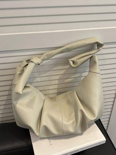 2025 Autumn/Winter New Vintage Fashion Pleated Solid Color Large Capacity Simple Commuter Underarm Handbag
