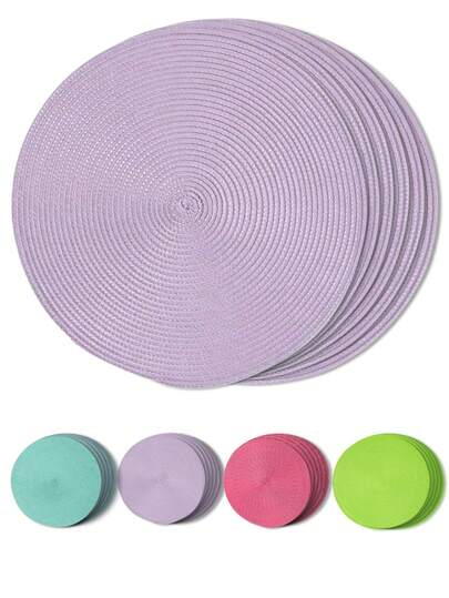 2pcs/4pcs/6pcs 15-Inch Round Woven PP Placemats, Multi-Color Options, Washable Non-Slip Heat-Resistant Tabletop Mats, Suitable For Kitchen, Dining Room, Wedding, Christmas Home Decor, Dining Table Decor, Christmas Decorations, Outdoor Holiday Party, Best Friend Gift