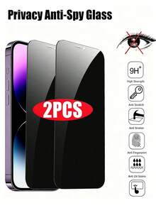 2pcs Privacy Screen Protector, Compatible With IPhone 17/17 Pro/17 Pro Max/17 Air/15/16/14/11/12/13 Pro Max Mini, Anti-Peep Tempered Glass Film, Compatible With IPhone 17/17 Pro/17 Pro Max/17 Air/XS Max/XR/X/15/7/8 Plus/SE - Black - View 10
