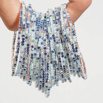 30条随机颜色水钻弹力手链，彩色水晶手链，情侣手链
