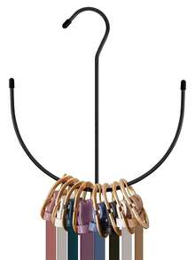 1pc Multifunctional Belt Hanger, Stainless Steel Solid Metal Coated Storage Organizer For Tie, Scarf, Belt Hangers - 黑色 - 查看 1