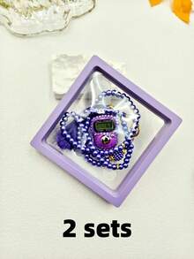 1 Set de Contador de Anillo de Oración con Rhinestones, Cuentas de Tasbih Musulmán y Pulsera de Tasbih