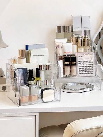 1PC Cosmetics Storage Rack, Desktop Transparent Acrylic Storage Rack, Stepped Multi-Layer Storage Rack, Suitable For Bedroom, Bathroom, Student Dormitory Desktop Storage Box, Dressing Table, Skincare Products, Lipstick, Makeup Brushes, Layered Storage Rack, Holiday Gifts, Home Storage Decoration,Gifts For Women,Christmas Gifts,Gift Ideas For Women