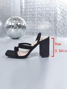 New Women's Retro Square Toe Gladiator Sandals, Open Toe Ankle Strap & Lace-Up Chunky Thick Heels, Summer Beach Party Dress Shoes For Spring & Summer - 黑色 - 查看 8