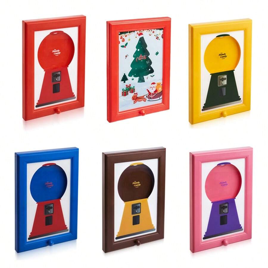 Wall Mounted Square Photo Frame Candy Dispenser, Candy Dispenser Photo Frame, Hanging Candy Dispenser, Convenient And Quick Way To Dispense Candy, Nuts, Dog And Cat Snacks Photo Frame, Holiday Decoration Photo Frame Candy Box, Christmas Gift - Multicolor - View 1