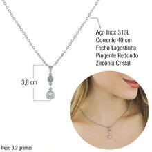 Women's Set: Earrings, Necklace, Pendant, Cubic Zirconia, Gradient Design, Semi-Precious Jewelry, Hypoallergenic Stainless Steel - Bạc - Xem 4