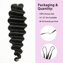 EAYON HAIR Loose Deep Wave Natural Color Crochet Human Hair Extensions Knotless Pre-Seperated Feather Human Hair 14-22 Inch 50 Strands/60G - Natural Black - 查看 2