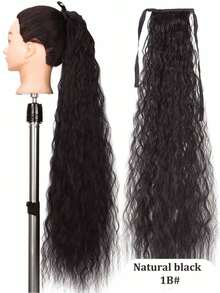 Extensiones de cabello de fibra sintética ondulada y rizada de 16 a 34 pulgadas, pieza de cabello rizado natural de cola de caballo de color negro - Multicolor - Ver 30