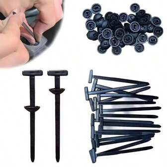 50/100pcs Heavy Duty Nylon Cable Ties With Lock, Self-Locking Zip Tie, Plastic Cable Tie Mounts With Nail And Button Design, For Automotive Underbody, Bumper, Trunk Cover, Daily Cable Tie Fixing Material