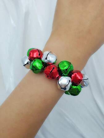 圣诞铃铛吊坠手链，混色卡通油滴手链