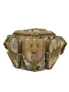 1个狩猎腰包 - 男女通用重型免提腰包，配备可调节刀具、手电筒、水瓶、手机袋，适合狩猎旅行（- 款式设计）、求生包、狩猎腰包、迷彩包、求生应急包、重型求生腰带、必备求生包、EDC腰带、探险包、救援包、钓鱼包 - 彩色 - 查看 10