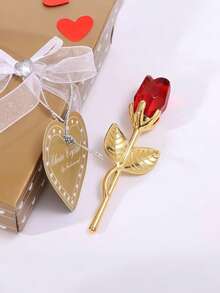 1PC Crystal Glass Rose Flower Figurines Valentine's Day Favors Lovers' Gift Souvenir Home & Wedding Decor Valentines Day Gift - Multicolor - View 11
