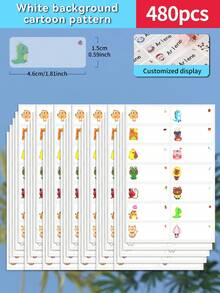 Customized 30/60/120/240/360/480pcs Transparent Waterproof Name Labels - White/Clear/Holographic/Rainbow Customized Stickers, Various Sizes Of Labels, Customizable Text,Office Decor