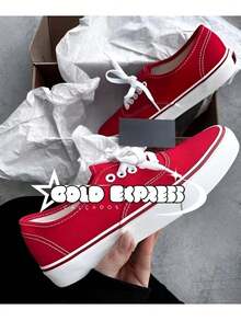 Authentic Men's Casual Basic Skater Sneakers In Various Colors, Unisex, Non-Slip, Sizes 34 To 43, 24-Hour Shipping - Red - View 1