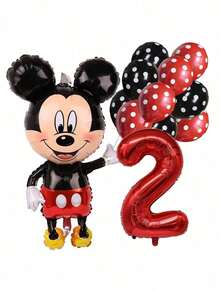 12pcs  Themed 3D Aluminum Foil Balloons, Birthday Party Home Decoration Latex Balloon Set - Multicolor - View 5