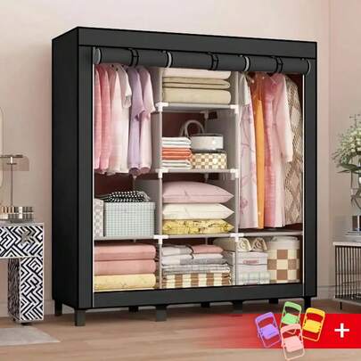 LÈRFM Stainless Steel Foldable Wardrobe Clothes Organizer, 175cm*45cm*130cm closet