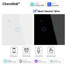 Cozylife WiFi智能开关 - 欧标墙壁触摸式灯开关，交流100-240V，需接零线，1/2/3联 - 可与Alexa和Smart Life App配合使用，实现语音控制 - 彩色 - 查看 2