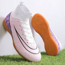 男士足球鞋、女士足球鞋、高帮室内五人制足球训练鞋、男女羽毛球鞋、乒乓球鞋、室内场地专用鞋 - 粉色 - 查看 4