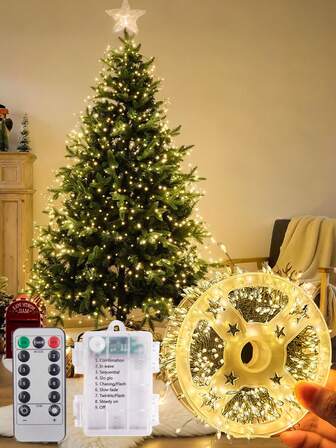 50/100/200/300 LED Firecracker String Lights, Battery Powered, Suitable For Indoor Parties And Christmas Trees (Batteries Not Included), Great For Thanksgiving And Holidays, Holiday Decor, Indoor Lighting, Fairy Lights, Battery Operated Lights, Decorative Lighting, Home Decor