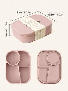 1pc Personalized Customization Name Children Silicone Food Storage Box Custom Kids Tableware Portable Four-Compartment Dinner Plate, Back To School - Multicolor - View 11