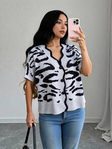 Plus Size Knitwear V Neck Regular Length Sweater Vest With Button Front Details And Slight Stretch Fabric