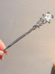 1pc Women Moonstone Star Hair Clip, Modern Chinese Style Moon Hairpin, High-End Bun Accessory, Suitable For Daily Wear, Autumn/Winter Snowflake Hair Styling Pins Hair Bun Maker Bun Hair Piece - 彩色 - 查看 12