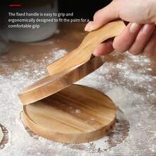 Ręcznie robiona drewniana forma do ciasta – idealna do wypieku tortilli, pierogów i burgerów, z uchwytem, nieprzywierająca forma do ciast i kotletów, narzędzie kuchenne odporne na rdzę