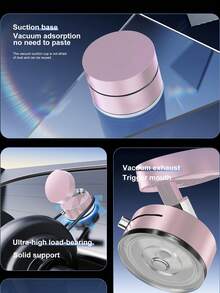 Adjustable Magnetic Suction Cup Upgraded Vacuum Magnetic Automobile Phone Cradles Car Phone Holder With 360° Rotation & Foldable Design Strong Magnetic Absorption Compatible With IPhone Desktop Stand Spring Gift - Pink - View 3