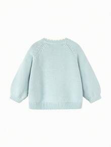 mini bala Áo len cardigan tay dài xinh xắn cho bé gái 2025 mềm mại ấm áp - hồng xanh - Xem 5