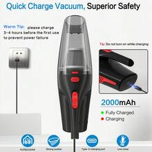 CascadeVac Aspiradora inalámbrica negra de alta succión de 2000mAh para uso doméstico y en el automóvil