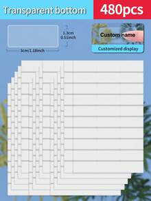 Customized 30/60/120/240/360/480pcs Transparent Waterproof Name Labels - White/Clear/Holographic/Rainbow Customized Stickers, Various Sizes Of Labels, Customizable Text,Office Decor