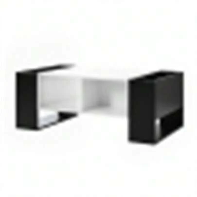 Modern TV Stand With Black And Wood Design – Spacious Storage Space, Robust Construction