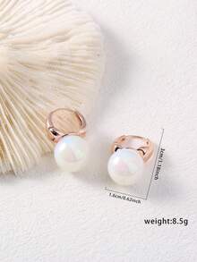 Nooxian 2 piezas Pendientes de aro con perlas, diseño de nicho, pendientes elegantes y lujosos para mujeres - Oro rosa - Ver 7