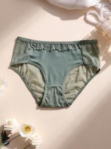 3条装女士性感蕾丝拼接内裤 - 冰丝低腰无痕三角裤，柔软透气，适合瑜伽、运动和日常穿着 - 彩色 - 查看 5