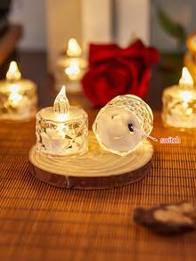 24 piezas de velas LED sin llama con efecto de llama parpadeante, incluye baterías, adecuadas para Navidad, Día de San Valentín, Ramadán, Pascua, bodas, recepciones de bodas (amarillo) - transparente - Ver 10