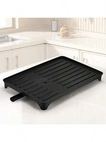 [Multi-Layer Drainable Rack Under Sink]Heavy-Duty Material Durable, Classified Storage For Dishes/Tableware | Built-In Drainage Anti-Clogging, No Water Accumulation Easy To Maintain, Alternative To Kitchen Storage Boxes | Space-Saving Design, Specific For Small Kitchen Cabinets, Modern Black Fits Various Styles | Easy To Clean, Strong Load-Bearing, Good Helper For Kitchen Organization Kitchen Items Kitchen Accessories Kitchen Tools