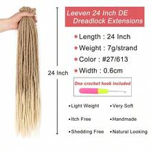 GSYY Ven Double Ended Dreadlock Extensions 24 Inch Bre Blonde Nthetic 0.6 Cm Width Thin DE Dreads Crochet Hpie Wool Dreads 10 Strands Handmade Soft Loc Extensions For Wen Men - 巧克力棕 - 查看 2